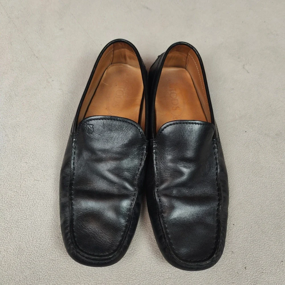 Tod's Gommino Driving Shoes Mens 7.5 Black Leather Slip‎ On Loafers Shoes